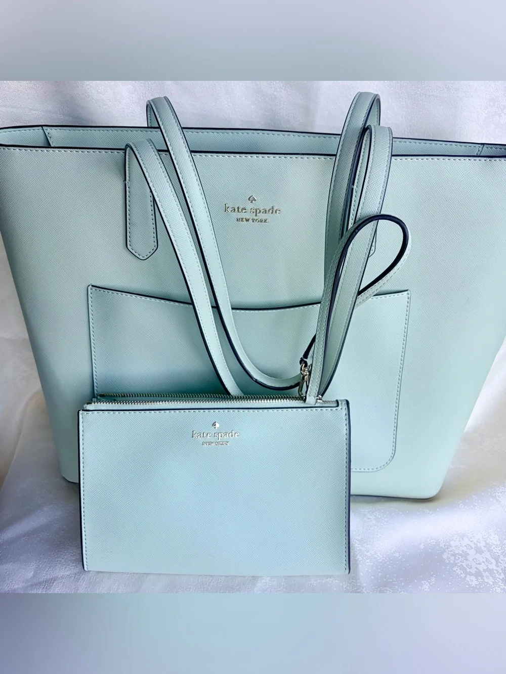 Kate Spade STACI TOTE AND WRISTLET 3 PIECE SET in Light Olive